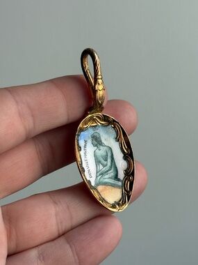 Denmark Mermaid Statue Gold Toned Pendant Keychain Recycled Vintage Cutlery